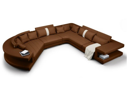Wohnlandschaft Designer Ecksofa mit USB, Big Polster Leder Ecksofa 