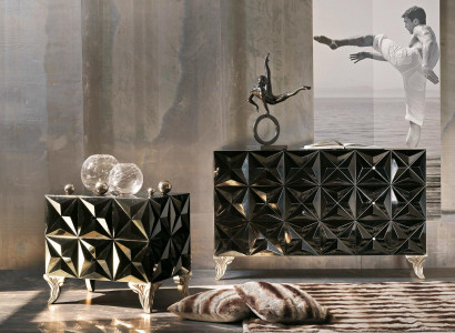 Luxus Schlafzimmer Set 2tlg. Nachttisch Kommode Massivholz Italienische Möbel