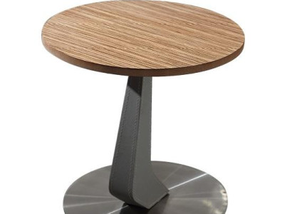 Beistelltisch aus Holz mit Edelstahl in natürlichem Farbton