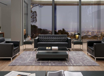 Kunstleder-Sofa im modernen Design in Hellgrau