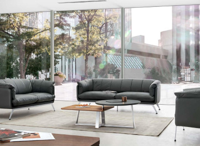 Kunstleder 3-Sitzer Sofa in Schwarz modernes Design