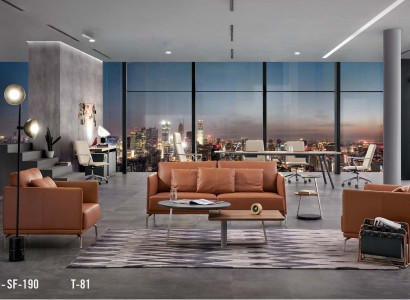 Kunstleder Sofa-Set in Dunkelbraun mit Edelstahl-Details