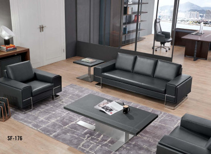 Ledersofa Chesterfield modern in Schwarz für Wohnzimmer