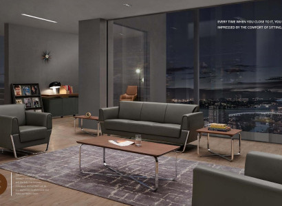 Moderner Couchtisch aus MDF, PVC und Edelstahl in Abgebildeter Optik