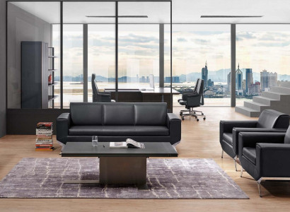 Kunstleder Chesterfield-Sofa in Schwarz modern