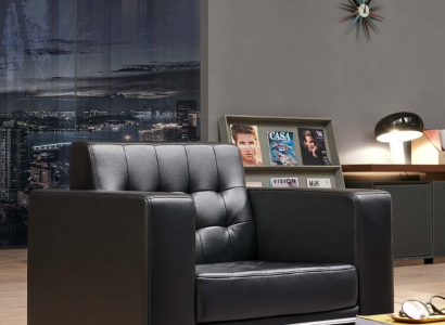 Kunstleder-Sessel in Grau modern, komfortabel und stilvoll