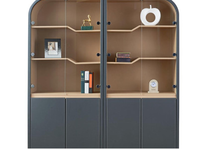 Moderner Büroschrank aus MDF und Glas in Schwarz