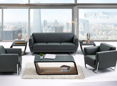 Kunstleder Chesterfield-Gartenmöbelset in Schwarz modern
