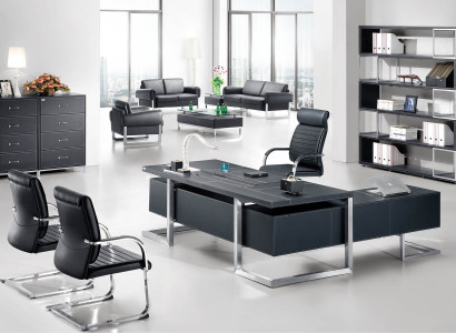 Moderner Aktenschrank aus MDF und Edelstahl in Schwarz