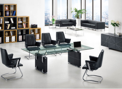 Moderner Chesterfield-Gartenstuhl aus Leder in Schwarz