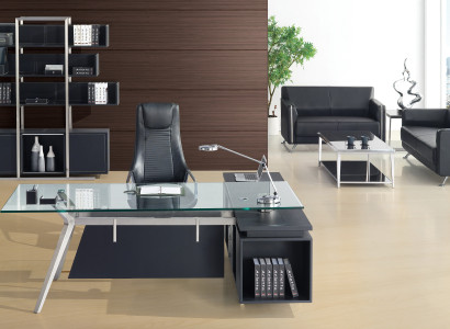 Moderner Gartensofa Chesterfield Leder in Schwarz