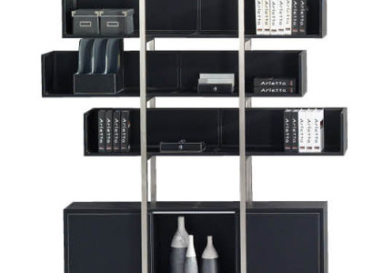 Leder-Wandregal in MDF mit Edelstahl und Lederfaserstoff in modernem