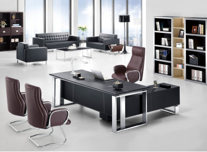 Moderner Aktenschrank aus MDF und Edelstahl in Schwarz
