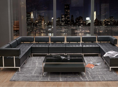 Garten Couchtisch aus MDF mit Edelstahl in modernem Design