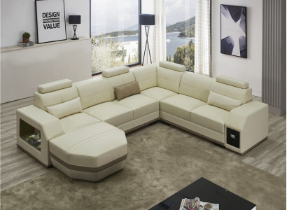 Leder-Couch Chesterfield modern in Premium Lederfaserstoff schwarz