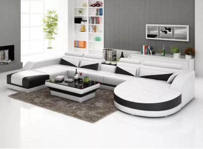 Ecksofa Wohnlandschaft Eckcouch Polster Eckgarnitur Sofa UForm Ledersofa Couch