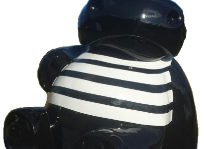 Große Betonfigur Nilpferd in modernem Design in Grau