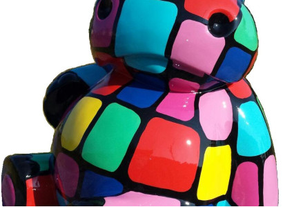 Große Betonfigur Nilpferd in modernem Design in Grau