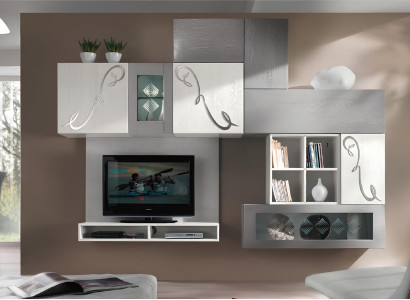 rtv Wohnwand Vitrine Sideboard Schrank Wand Moderne tv Holz Garnitur Set Möbel
