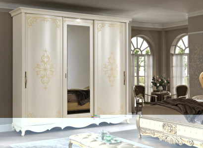 Schlafzimmermöbel Kleiderschrank mit Spiegel Coupe Massivholz Design Italien Neu