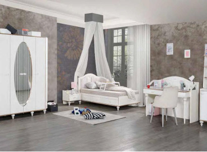 Bett Kleiderschrank Nachttisch Schreibtisch Bücherregal Jugendzimmer 5tlg Set