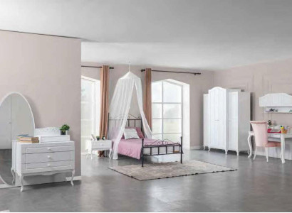 Garnitur Set Bett Nachttisch Kommode Schlafzimmer Jugendzimmer 6tlg. Möbel Neu