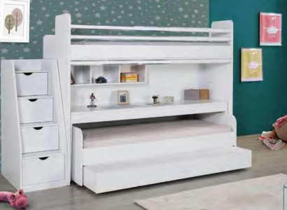 Kinder Etagenbett 3 Betten Hochbett Holz Jugendzimmer Möbel Doppelstockbett Neu
