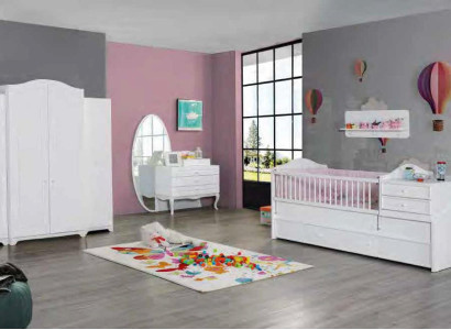 Kinderbett Kleiderschrank Jugendzimmer Kinderzimmer Möbel Holz 3tlg Set
