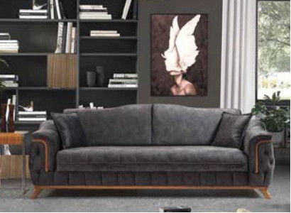 Sofa 3 Sitzer Sofas Sitz Stoff Schwarze Textil Polster Wohnzimmer Textil 3er Neu