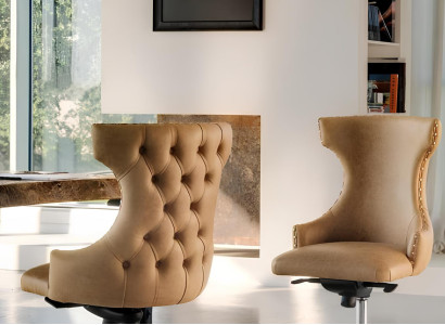 Bürostuhl Holz Chef Sessel Chesterfield Italien Möbel Braun Drehbar Braun Neu