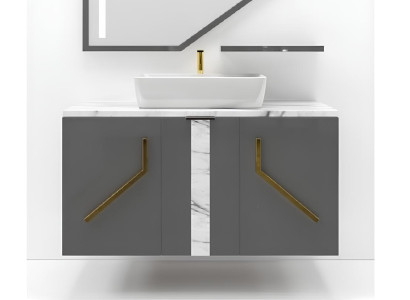 Grauer Badezimmerschrank Badezimmermöbel Badezimmerregale Holzregale neu
