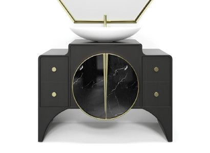 Schwarzer SEBASTIAN Italienischer Badezimmer-Waschtischunterschrank klassisch