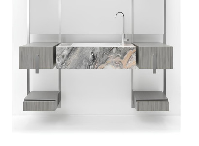 Grau Badezimmer Waschbecken Armaturen Badezimmer Möbel Italien Stil Neu