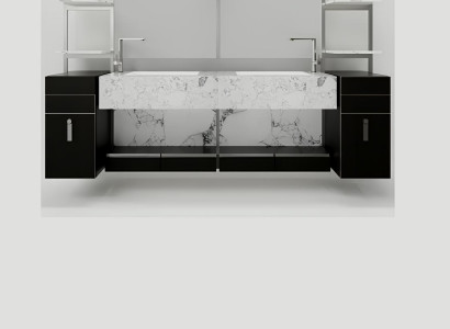 Schwarzes italienisches Badwaschbecken Klassischer Schrankwaschtisch neu