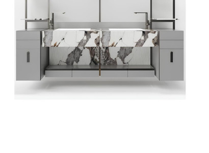 Grauer italienischer Waschtisch Klassischer Waschtischschrank Klassische Möbel