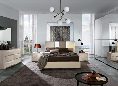 Garnitur Set 6tlg Schlafzimmer Bett Nachttisch Kommode Spiegel Kleiderschrank