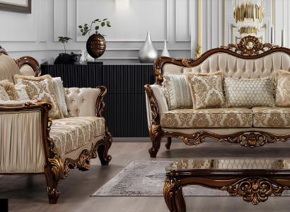 Luxus Garnitur Sofagarnitur 3+3 Sitzer Couchtisch Sofa Couch Sofas Set Barock
