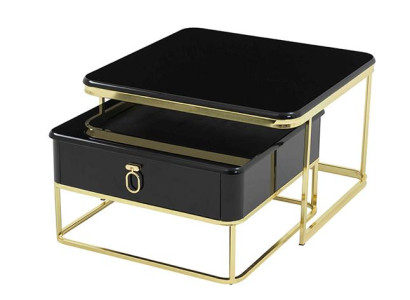Schwarz Couchtisch mit Schubladen Wohnzimmer Hochwertig luxuriöse Möbel Designer