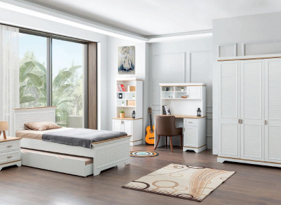 Landhaus Schlafzimmer Set Weiß Bett Nachttisch Elegante Möbel Schrank Holz Tisch