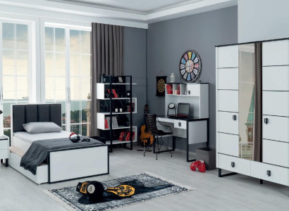 Jugendzimmer Set Bett Nachttisch Bücherregal Schreibtisch Schrank Design Modern