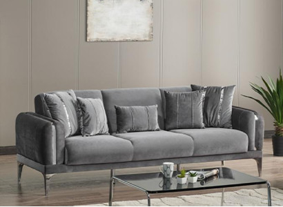 Grau Dreisitzer Sofa Lounge Luxus 3-Sitzer Design Couchen Polster Sofas