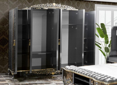 Kleiderschrank Schrank Holz Luxus Klassischе Schränke  Schwarz Schlafzimmer Neu