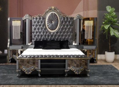 Garnitur Schlafzimmer Doppel Luxus Bett Klassischе Schwarz Set 3tlg