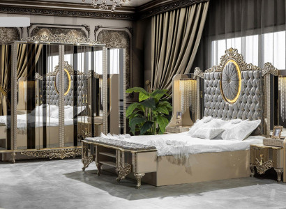 Luxus Garnitur Schlafzimmer Doppel Bett Klassischе Beige Set 5tlg Neu