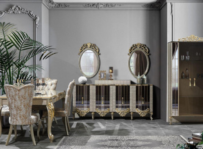 Luxus Esszimmer 7tlg. Essgruppe Esstisch Stühle Möbel Essgarnitur Holz