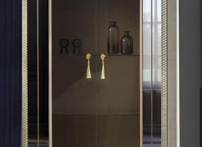 Vitrine Schrank Vitrinen Holz Luxus Klassischе Spiegel Esszimmer Beige