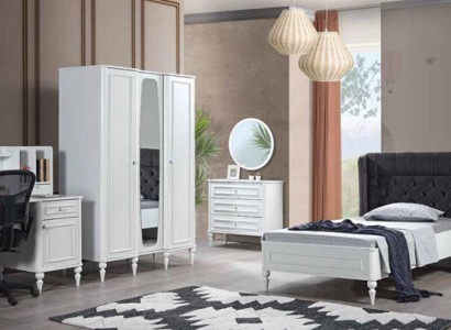 Schlafzimmer Bett Nachttisch Kleiderschrank Kommode Spiegel Neu Luxus Set 6tlg