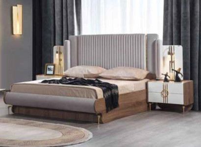 Modernes Bett luxuriöses Design Polstermöbel Bettgestell aus echtem Holz