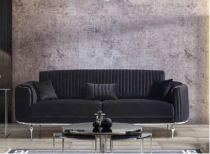 Luxus Dreisitzer Moderne Couch Polster Möbel Schwarze Couchen Sofas Stoff Textil
