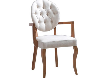 Stuhl Mit Armlehnen Polster Stühl Massiv Holz Textil Design Esszimmer Modern Neu